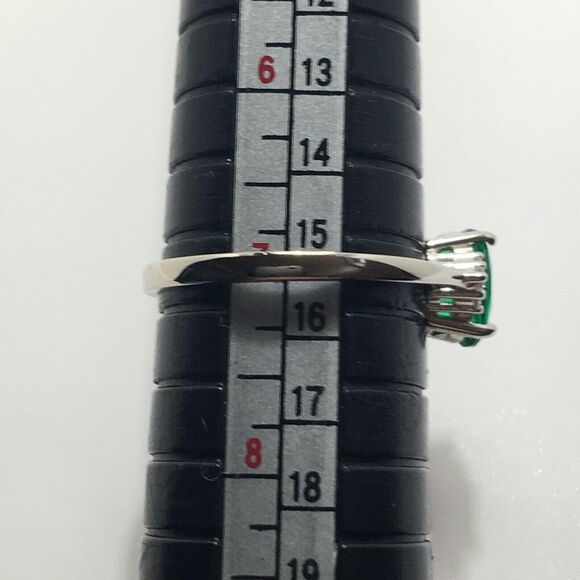 Sterling Silver Ring 925 Cubic Zirconia Size 7 Emerald Green & Clear CZ - Picture 5 of 13